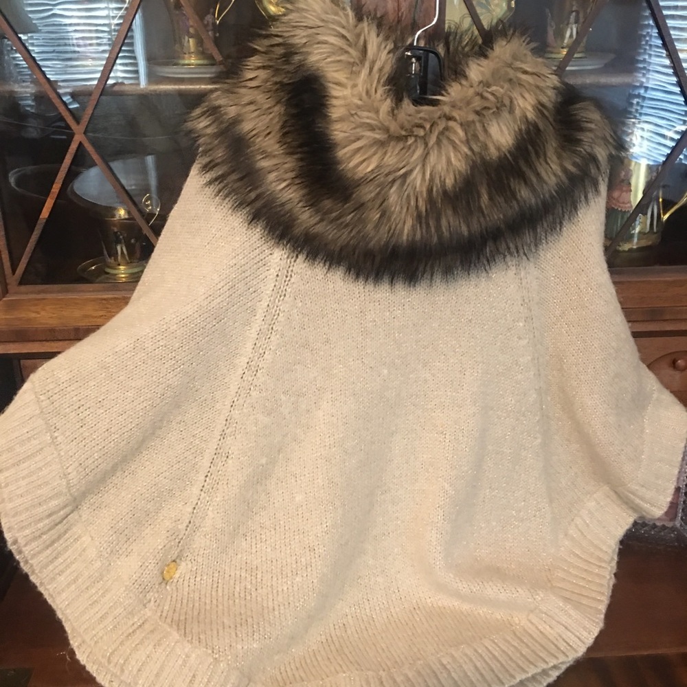 Michael Kors sweater poncho w/ a detachable collar